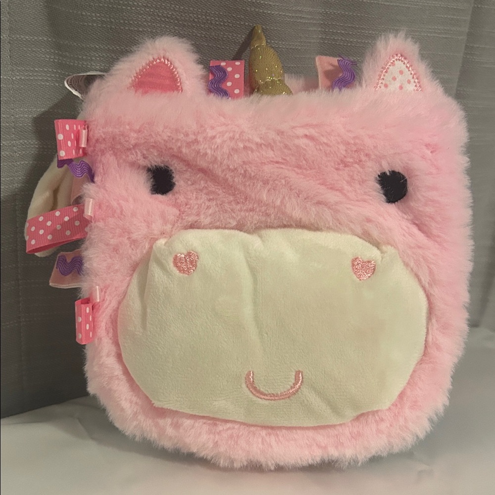 Sensory Snuggables Unicorn Puppet Soft Book for baby/Toddler